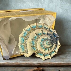 Keren Kopal-Style Jeweled Enamel Conch Shell Trinket Box